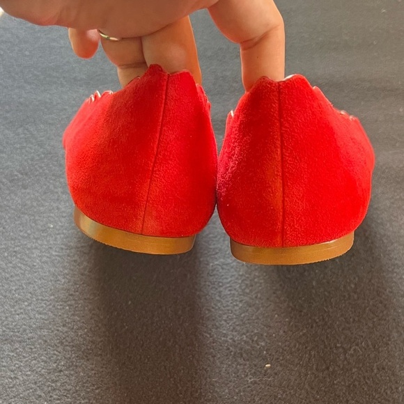 J. Crew Suede Scalloped Flats- Dark Poppy- sz 9 - Picture 3 of 9